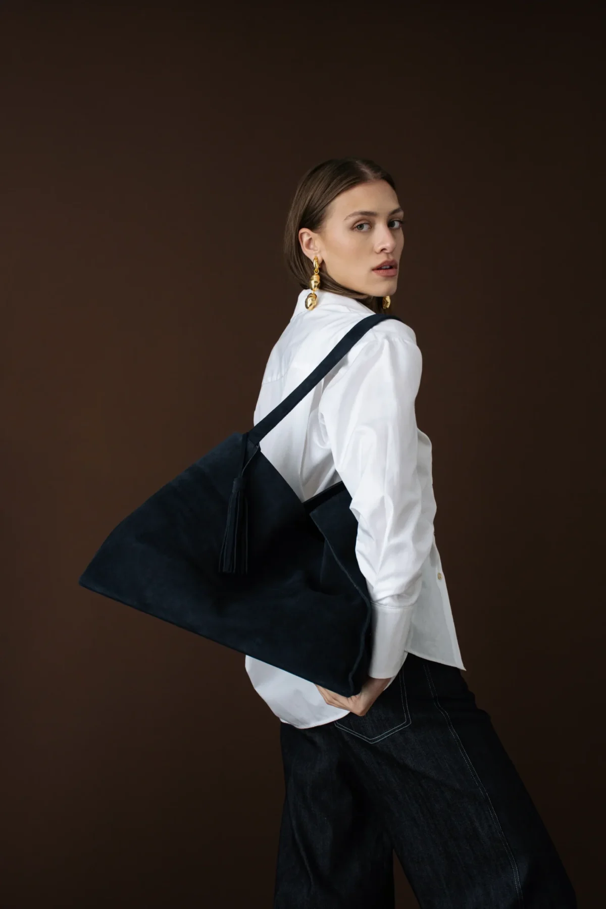 DUNE TOTE BAG SUEDE NAVY BLUE - Image 2